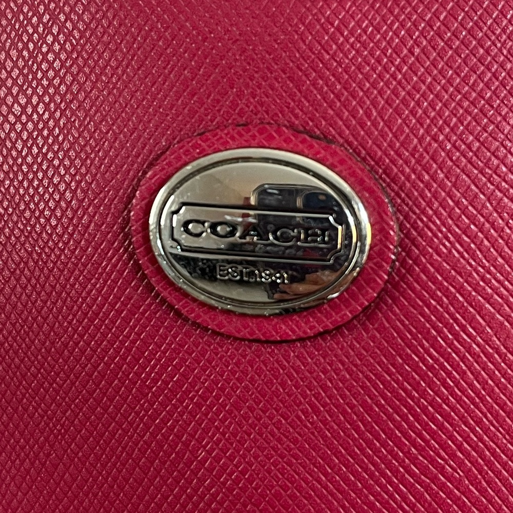 Coach Large Red Leather Tote Shoulder Bag Purse Handbag - Picture 2 of 15
